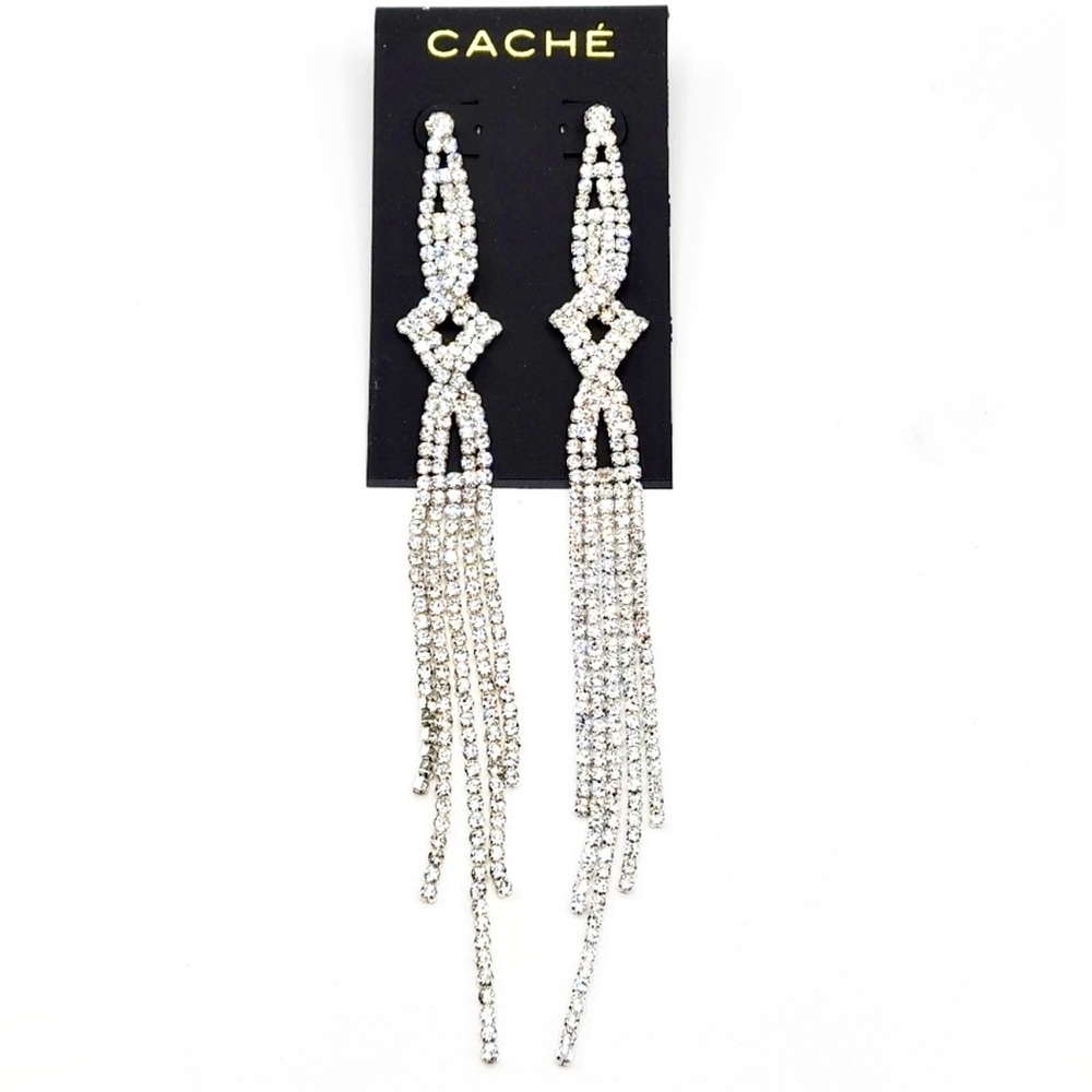 Cache Very Long Bling Bling Statement Earrings 5.5 inch